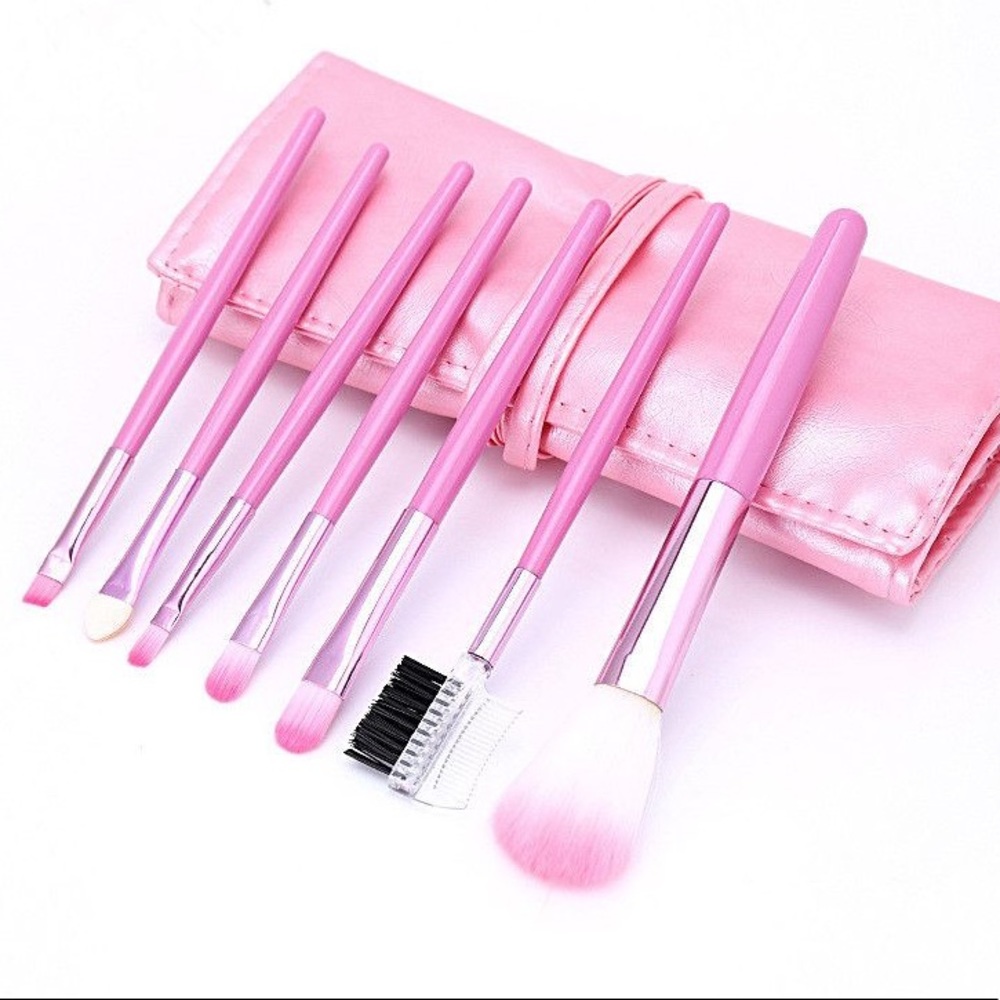 Make up brush set w/ pouch 7pcs (pink)